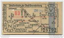 Fahrkarte - Stadt Brandenburg - Strassenbahn Der Stadt Brandenburg - Fahrschein 20Pfg. - Europe