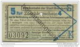 Fahrkarte - Stadt Brandenburg - Strassenbahn Der Stadt Brandenburg - Zuschlagschein - Fahrschein 5Rpf. - Europe