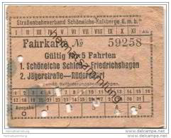 Schöneiche Kalkberge - Strassenbahnverband Schöneiche-Kalkberge GmbH - Fahrkarte Für 5 Fahrten - Europa