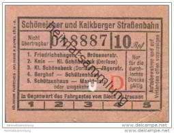 Schöneiche Kalkberge - Schöneicher Und Kalkberger Strassenbahn - Fahrschein 10Rpf. - Europa