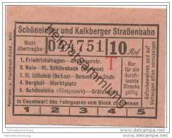 Schöneiche Kalkberge - Schöneicher Und Kalkberger Strassenbahn - Fahrschein 10Rpf. - Europe