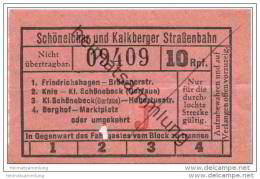 Fahrkarte - Schöneicher Und Kalkberger Strassenbahn - Friedrichshagen - Klein Schönebeck - Berghof - Fahrschein 10Rpf. - Europe