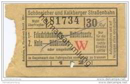 Fahrkarte - Schöneicher Und Kalkberger Strassenbahn - Friedrichshagen - Hubertusstrasse - Knie - Rüdersdorf - Europa