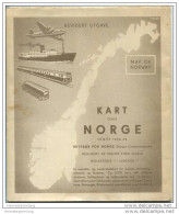 Norwegen 1952 - Rutebok For Norge - Massstab 1:1.000.000 - 76cm X 88cm - Landkarten