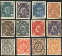 71 SPANISH ANDORRA: Edifil NE.1/12, 1875 Coats Of Arms, Complete Set Of 12 Imperforate Values, UNISSUED, Very Fine Quali - Ongebruikt