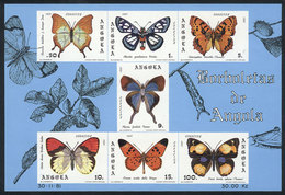 75 ANGOLA: Sc.653a, 1982 Butterflies, Imperforate Souvenir Sheet, MNH, VF Quality! - Angola