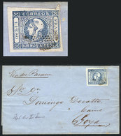 85 ARGENTINA: GJ.17, 1P. Light Blue, Very Nice Example Of Wide Margins, Franking A Folded Cover To Goya, Lightly Cancele - Buenos Aires (1858-1864)