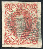 96 ARGENTINA: GJ.16, 5c. 1st Printing Imperforate, Clear Impression, Splendid Example With Right Sheet Margin And Huge M - Nuevos