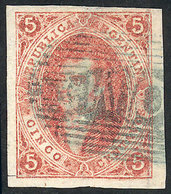 96 ARGENTINA: GJ.16, 5c. 1st Printing Imperforate, Clear Impression, Splendid Example With Right Sheet Margin And Huge M - Ungebraucht