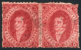 101 ARGENTINA: GJ.26, 5th Printing, Dark Carmine, Pair MINT ORIGINAL GUM (+300%), The Left Stamp Is Superb, The Right St - Neufs