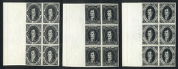 110 ARGENTINA: Liechtenstein Reprints In Black, Beautiful Blocks Of 6 With Sheet Margin, Superb! - Ongebruikt