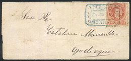 115 ARGENTINA: GJ.38, 5c. Rivadavia Franking A Folded Cover Cancelled In ATAMISQUE (Santiago Del Estero), Sent To Ojo De - Autres & Non Classés