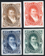 119 ARGENTINA: GJ.39, 1867 10c. Belgrano, 4 Different TRIAL COLOR PROOFS Printed On Thin Paper, VF Quality! - Autres & Non Classés