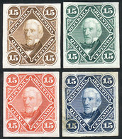122 ARGENTINA: GJ.40, 1867 15c. San Martín, 4 Different TRIAL COLOR PROOFS, Printed On Thin Paper, VF Quality, Rare! - Autres & Non Classés