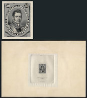 124 ARGENTINA: "GJ.42, 1867 30c. Alvear, DIE PROOF Printed In Black On Thin Paper Glued To Card, With HORIZONTAL FORMAT, - Otros & Sin Clasificación
