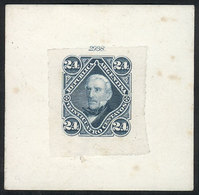 141 ARGENTINA: GJ.52, 1876 24c. San Martín Rouletted, DIE PROOF In Greenish Blue (not Adopted), Printed On Thin Paper Gl - Other & Unclassified
