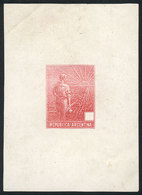 162 ARGENTINA: GJ.317, 1911 Plowman, DIE PROOF In Red, Denomination Box Empty, Printed On Thick Paper With Glazed Front, - Otros & Sin Clasificación
