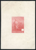 162 ARGENTINA: GJ.317, 1911 Plowman, DIE PROOF In Red, Denomination Box Empty, Printed On Thick Paper With Glazed Front, - Sonstige & Ohne Zuordnung