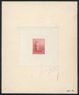 163 ARGENTINA: GJ.317, 1911 Plowman 5c., Die Proof Printed In Claret Color On Thin Paper Glued To Card, WITH SIGNATURE O - Altri & Non Classificati