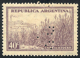 181 ARGENTINA: "GJ.758SG, 40c. Sugar Cane, PRINTED ON GUM Variety, Only Known With The Commercial Perfin ""BB"" (of Bung - Sonstige & Ohne Zuordnung