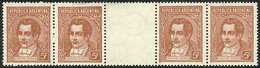 183 ARGENTINA: GJ.795EV, Horizontal GUTTER Strip Of 4, Unmounted, Excellent Quality, Catalog Value US$75 + 30% - Altri & Non Classificati