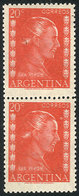 195 ARGENTINA: GJ.1006A, 20c. Eva Perón, Printed On National Unsurfaced Paper, Pair With DOUBLE IMPRESSION Variety, Not  - Other & Unclassified