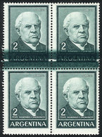 202 ARGENTINA: "GJ.1135A, 2P. Sarmiento, Block Of 4 With VARIETY: Large Lines Over ""ARGENTINA"" Inscription Of The Top  - Andere & Zonder Classificatie
