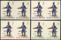 211 ARGENTINA: GJ.1325P, 1965 Army Day, IMPERFORATE PAIR. Also 3 Other Imperforate Pairs In Different Colors (proofs), E - Andere & Zonder Classificatie