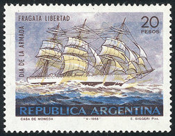213 ARGENTINA: GJ.1445, 1968 Frigate Libertad, With VARIETY: Blue And Yellow Color With Strong Downward Shift, VF Qualit - Altri & Non Classificati