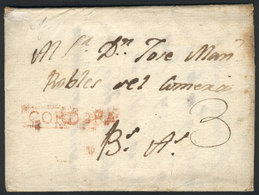 223 ARGENTINA: Folded Cover With Letter Included, Sent From CÓRDOBA To Buenos Aires On 16/AU/1817, Red Straightline 'COR - Otros & Sin Clasificación