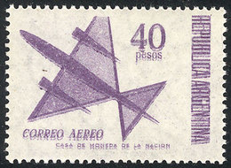 233 ARGENTINA: GJ.1429a, Stylized Airplane 40P. With Very Notable COMPLETE DOUBLE IMPRESSION Variety, Excellent Quality! - Posta Aerea