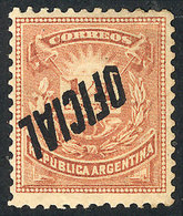 238 ARGENTINA: GJ.10a, INVERTED OVERPRINT Variety, Mint Original Gum, VF Quality, Rare, Signed By Victor Kneitschel On B - Oficiales