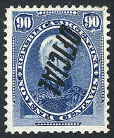 243 ARGENTINA: GJ.29a, 1884 90c. Saavedra With INVERTED OVERPRINT Var., Mint Original Gum, Very Rare, With Several Signa - Oficiales