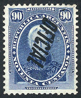 243 ARGENTINA: GJ.29a, 1884 90c. Saavedra With INVERTED OVERPRINT Var., Mint Original Gum, Very Rare, With Several Signa - Service