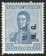 249 ARGENTINA: GJ.171b, With DOUBLE OVERPRINT Variety, MNH, Signed By Victor Kneitschel On Back, VF Quality, Rare! - Dienstmarken