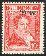 253 ARGENTINA: GJ.216a, Inverted Watermark, Mint With Tiny Hinge Mark, Excellent Quality, Rare, Signed By Victor Kneitsc - Officials