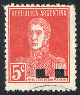 270 ARGENTINA: GJ.493a, DOUBLE OVERPRINT Variety, Used, Very Fine Quality, Rare! - Oficiales