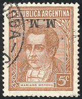 271 ARGENTINA: GJ.515a, Moreno 5c. Typographed, With INVERTED M.M. Ovpt, VF Quality, Rare! - Officials