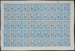296 ARGENTINA: GJ.774, 100P. Ski, On Imported Unsurfaced Paper, Complete Sheet Of 50 Stamps, MNH, Excellent And Very Rar - Servizio