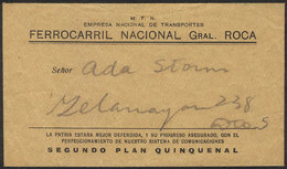 307 ARGENTINA: Circa 1950: Cover (telegram Included) Of The Ferrocarril Nacional Gral. Roca Telegraph Service, With Inte - Andere & Zonder Classificatie