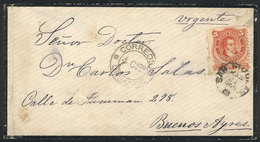 324 ARGENTINA: "Mourning Cover Sent From San Nicolás To Buenos Aires On 21/MAR/1872 Franked With 5c. (GJ.38), With Arriv - Otros & Sin Clasificación