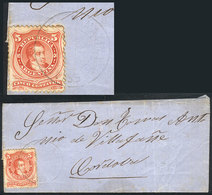 325 ARGENTINA: RARE CANCEL: Folded Cover Sent To Córdoba (circa 1873), Franked 5c. (GJ.38) With Rare Double Circle Cance - Autres & Non Classés