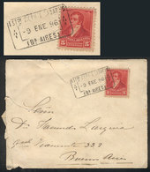 346 ARGENTINA: "Cover Franked With 5c. Rivadavia (3 Próceres Issue) With Attractive Rectangular Cancel ""ESTACION VICENT - Andere & Zonder Classificatie