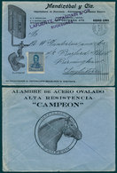 363 ARGENTINA: "Cover With Nice Advertising Head (""Onena Toilet Cisterns, Campeón Wire""), Franked By GJ.471 And Sent F - Otros & Sin Clasificación