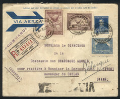 369 ARGENTINA: "Flight To Reach Steamer ""Ceylan"" In Senegal, 12c. Airmail Stationery Envelope + Additional Postage, Po - Autres & Non Classés