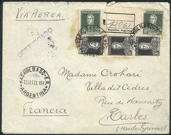 377 ARGENTINA: Airmail Registered Cover Franked By GJ.600 X2 + 606 X3 (total $1.70), Sent From Basavilbaso To France On  - Autres & Non Classés