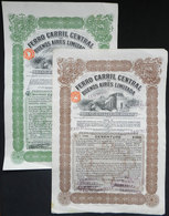 418 ARGENTINA: "2 Bond Certificates (debenture) Of ""Ferrocarril Central De Buenos Aires Limitada"" For £100 And £1,000, - Autres & Non Classés