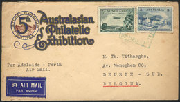 425 AUSTRALIA: "Cover Franked With 6p., Sent In April 1932 Via ""ADELAIDE - PERTH"" Airmail To Belgium, With Deurne Arri - Andere & Zonder Classificatie