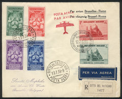 441 BELGIUM: 12/JUL/1939 Bruxelles - Roma Flight, Cover With Vatican Postage And Forwarded To Bruxelles, VF Quality! - Other & Unclassified