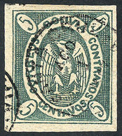 442 BOLIVIA: Sc.1a, 1867/8 5c. Green-blue, Thin Paper, Very Nice Copy With Datestamp Of SANTA CRUZ, Possibly Canceled To - Bolivia